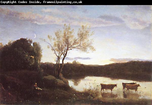 Jean-Baptiste Camille Corot L'Etang aux trois Vaches et au Croissant de Lune